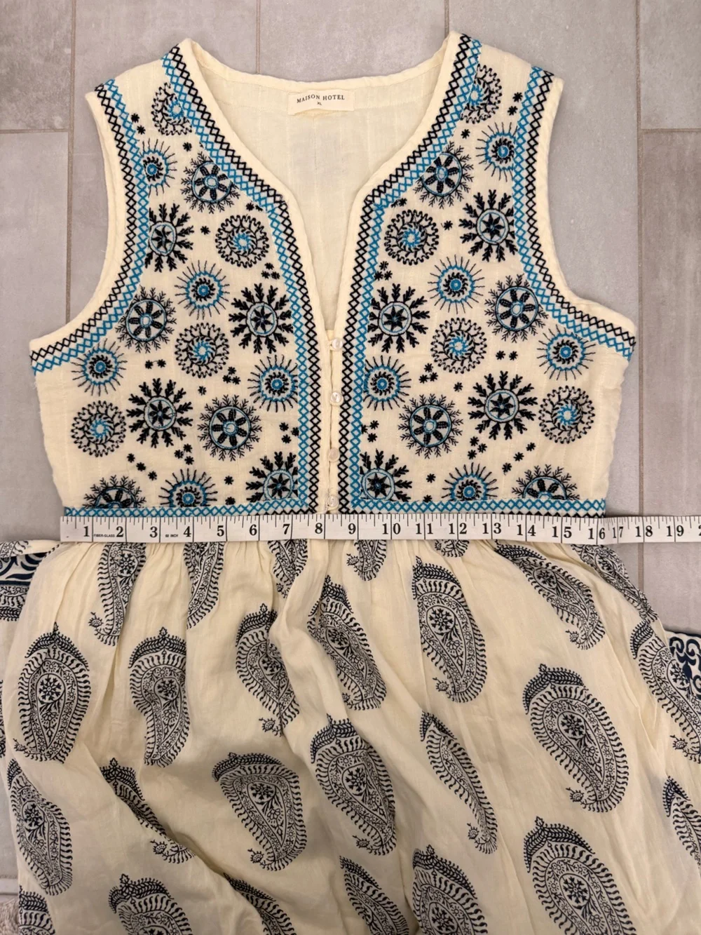 Maison Hotel Kalinda Mirissa Atlantico Embroidered Sleeveless Cream Maxi Size XL